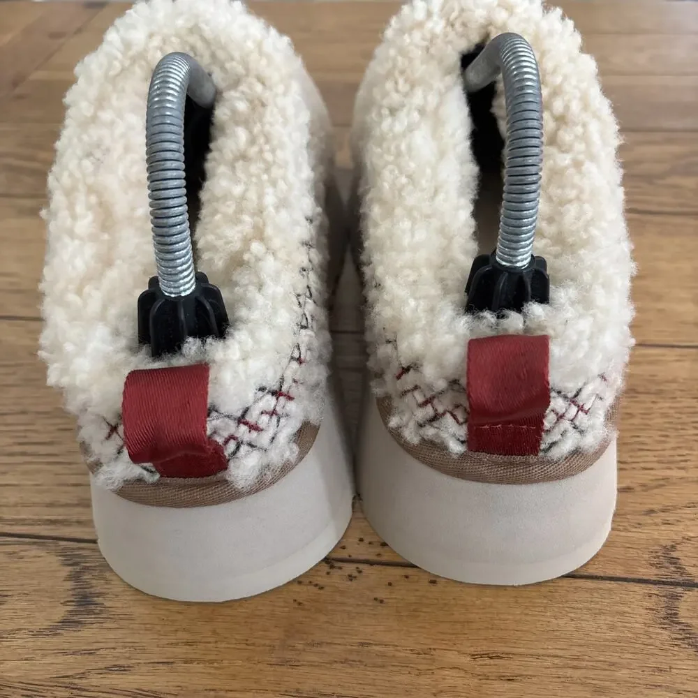 UGG Tazz Braid Natural Heritage Fuzzy Wool Platform Slippers Women's Size 9 - Picture 4 of 9
